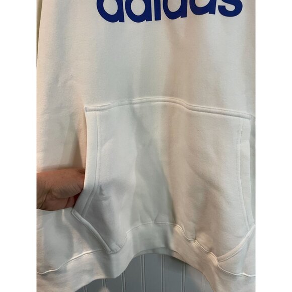 Adidas Mens 2XL Two-Tone Hooded Sweatshirt White With Red & Blue Logo - Picture 6 of 14